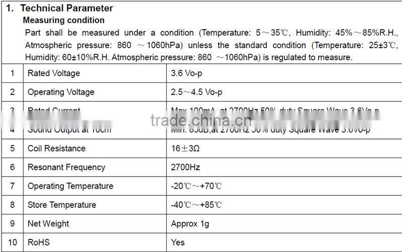 8.5*8.5*3mm Passive SMD Buzzer with Side Sound 8503 MLT-8530 AAC 3V Buzzer