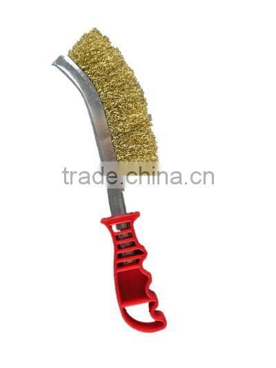 Brass wire brush with plastic handle