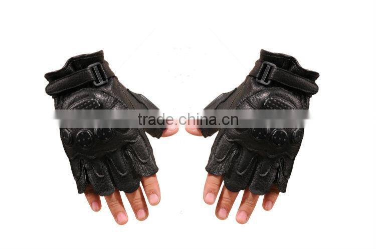Tactical Leather gloves half finger black