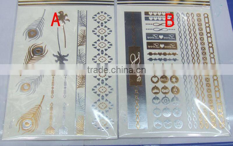 T001-023 Women Beauty Body Art Tattoo Stencil Gold Glitter Eye Sticker Tattoo