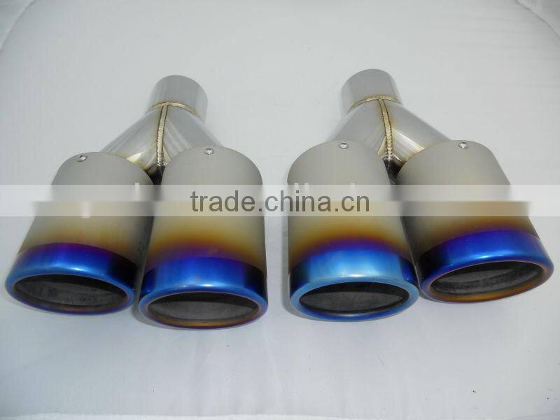 exhaust muffler dual tips in Titanium alloy