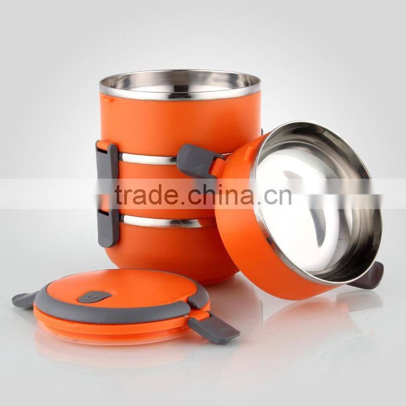 High quality cheap stainless steel 3 compartment food container set storage