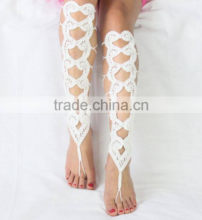Crochet Cotton Barefoot Sandals Foot Anklet Bracelet Ankle Chain Beach,Barefoot Gladiators Sandals