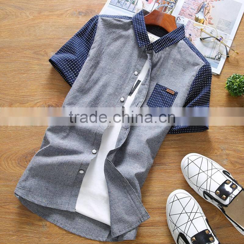 comfortable latest design short sleeve plain cotton dress shirts for men