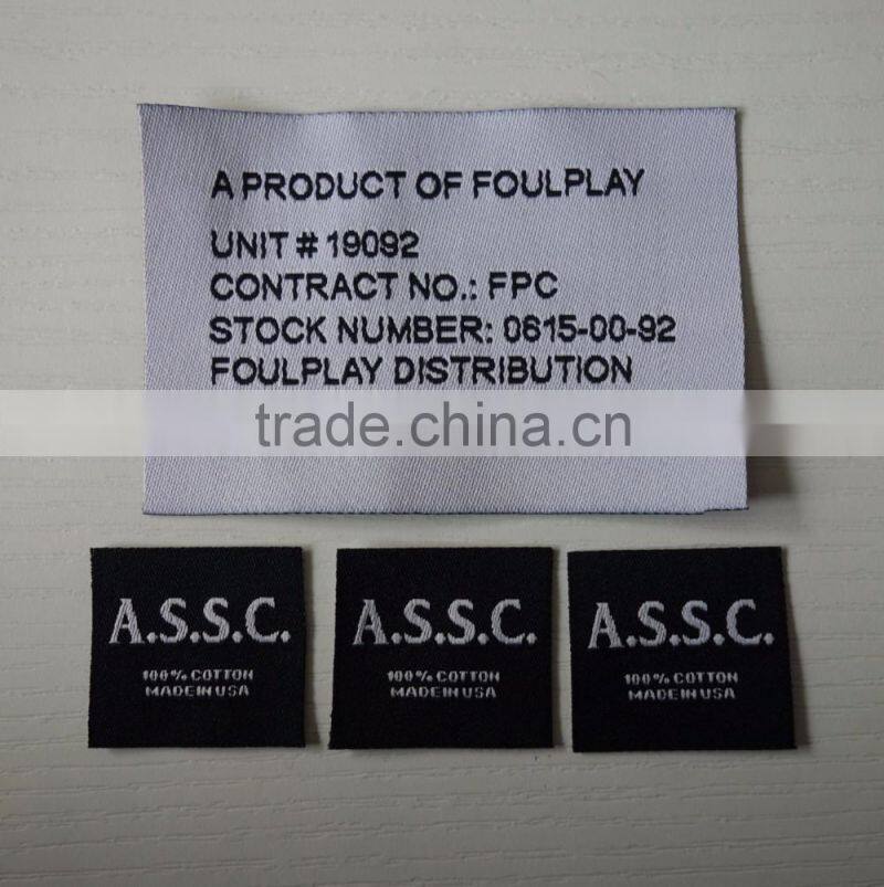 2017 High quality customized center folded garment woven labels