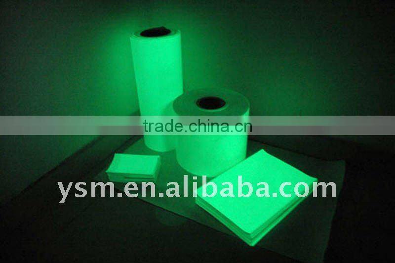 glow green light photo-luminescent film in the darkness