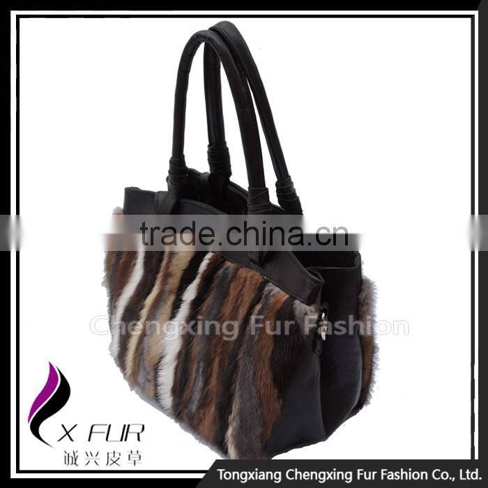 CX-H-05 Women Genuine Leather&Mink Fur Fashion Bags