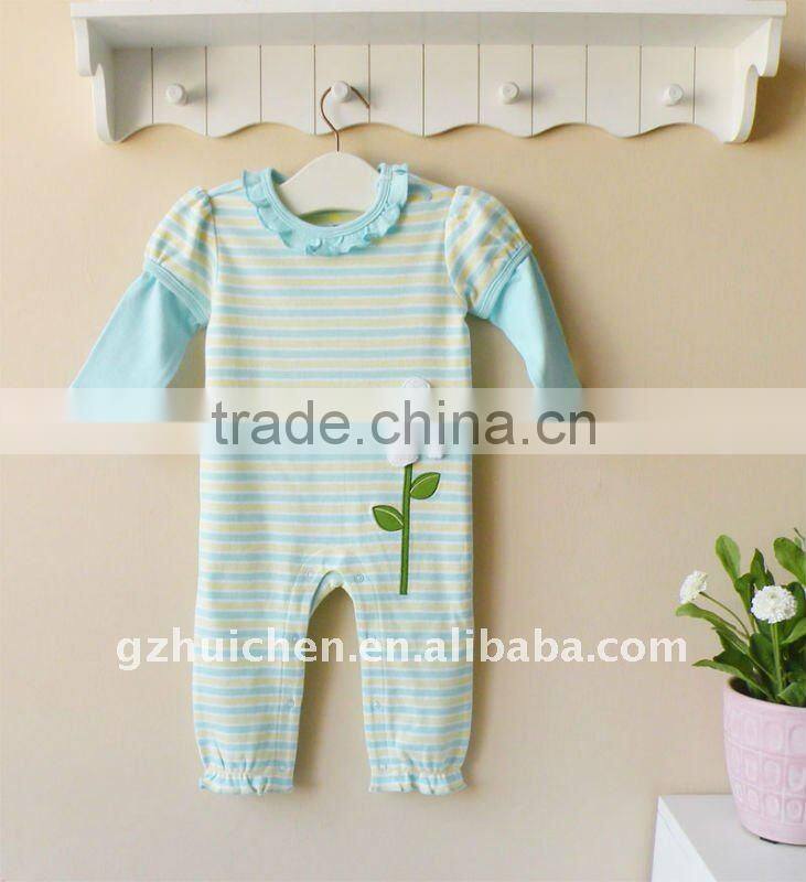 mom and bab 2012 spring baby clothing 100% cotton embroider sleep suits