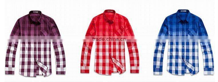 2015 men's new design cotton plaid shirt