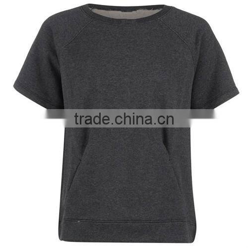Terry plain short sleeves sweatshirt T-shirt ladies wholesale