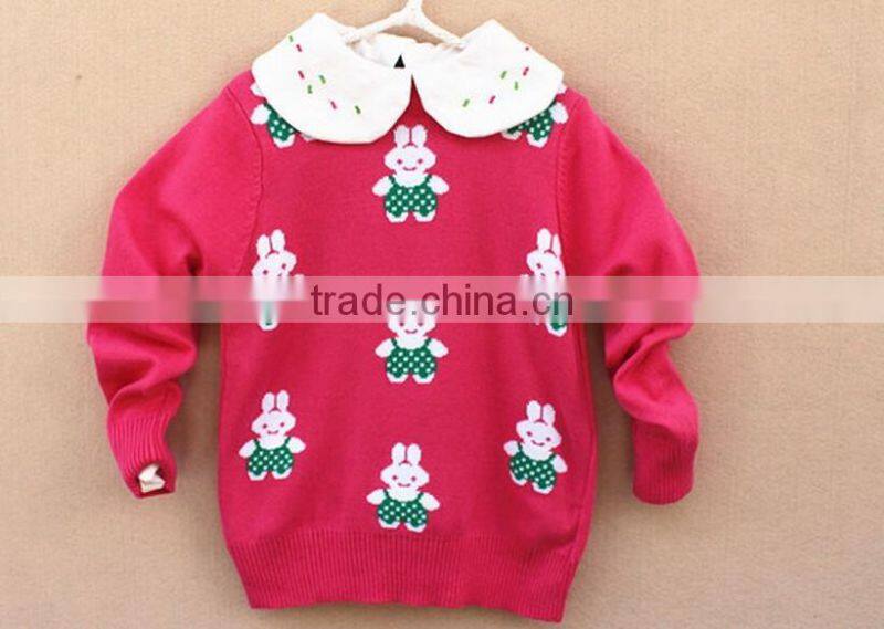 sale custom sweet rabbit embroidered kids knitted jumpers
