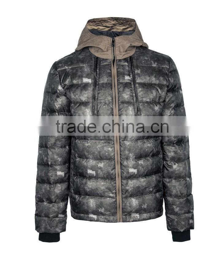 New Design Regular Fit Men's Camo-print Padding Quilting Jacket With Hood