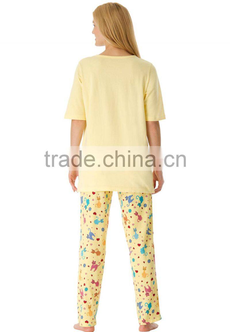 cotton knit adult lovers sleepwear suits for women