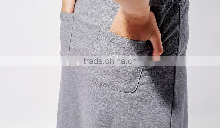 Female money navy blue printed knitted waistband draw string dress