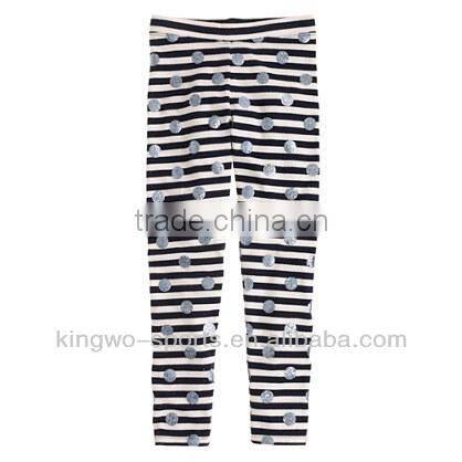 Kids shiny strip cheap leggings 100%cotton