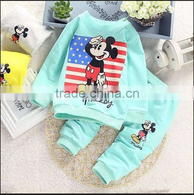 HOT SALE spring autumn baby boy girls print cartoon brand character T-shirt+pants 2 sets kids fashion clothes baby sports suits