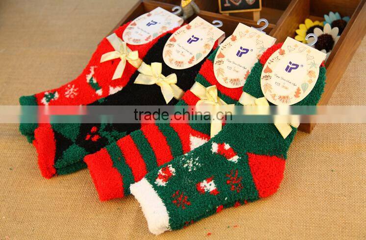 Wholesale Christmas market sleep warm socks fleece lined socks