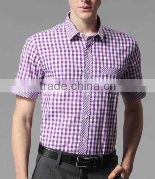Wholesale brand short sleeve plaids men dress &causal shirt with good quality