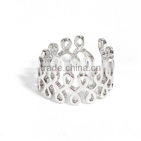 Copper Open Rings Silver Tone Hollow