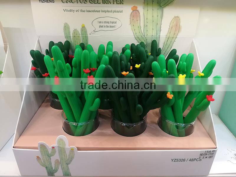 creative cute novel cactus shape gel pen gift for school kids