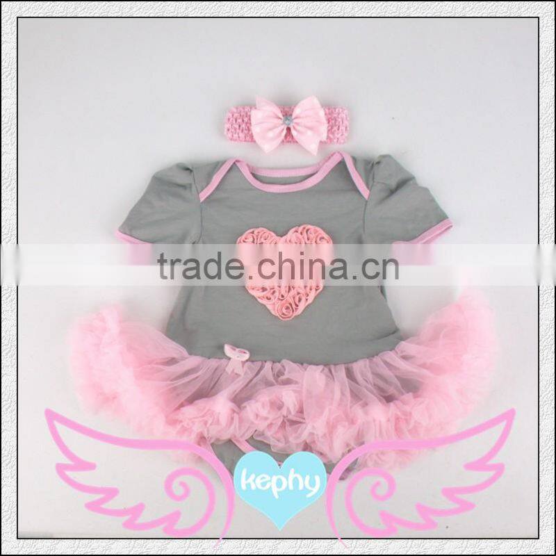 Light Pink Damask Baby Pettiskirt Tutu White Top Set 0-12Month