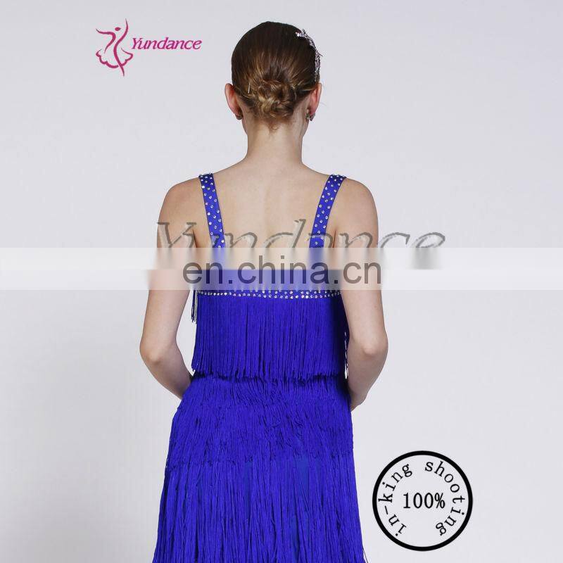 AB003 Professional Latin Jazz Dance Costume Tassel Royal Blue/Girls Jazz Dance Costume