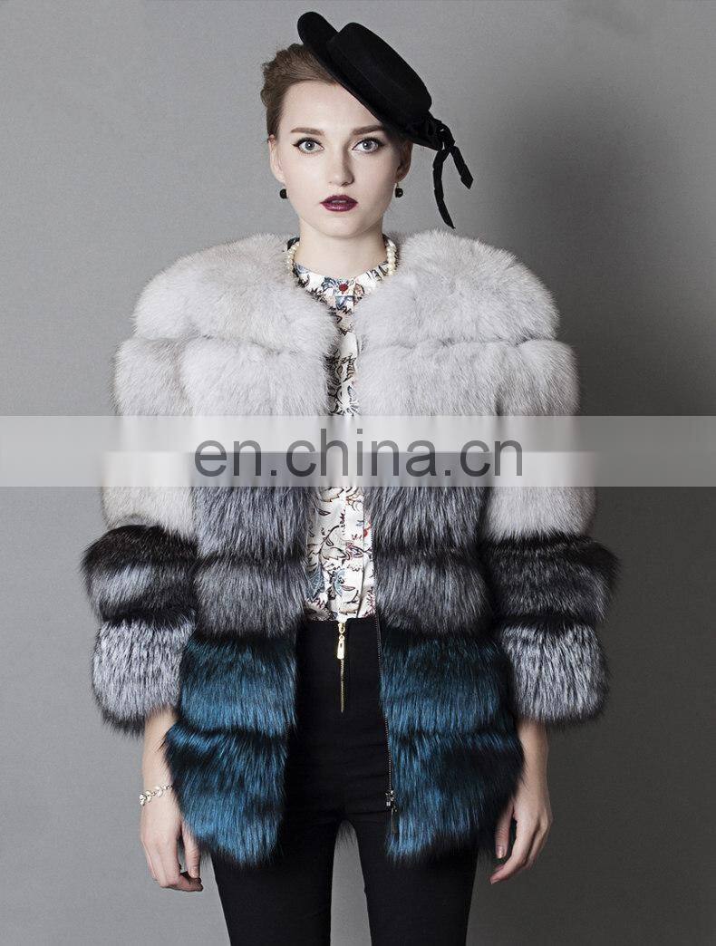 2016 Top Grade Elegant Luxury Winter Warm Real Fox Fur Coat Jacket