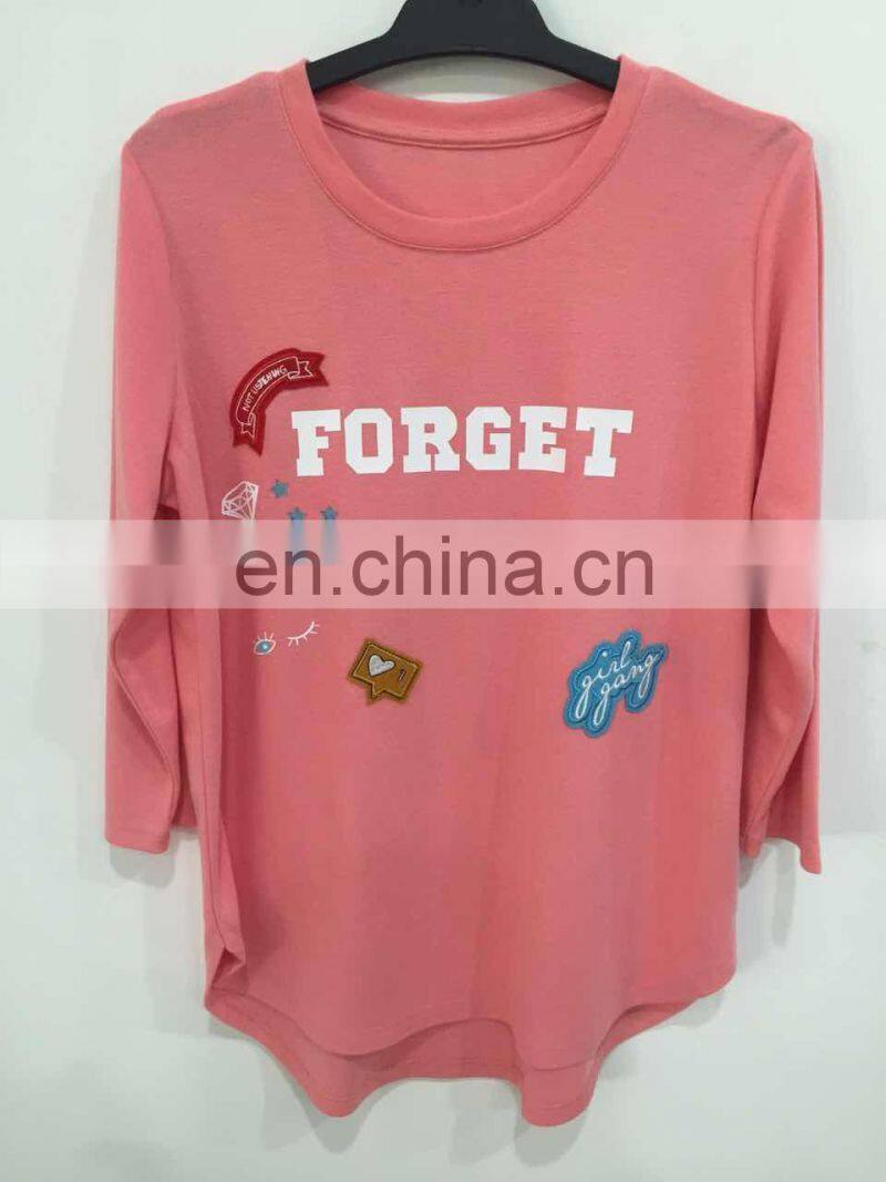 Ladies' printed cloth embroidered long-sleeved fleece