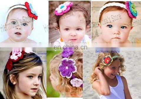 2014 Crochet Newborn Baby Headband With Flowers Photo prop