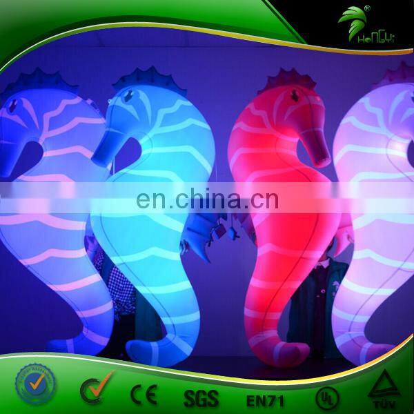 New Custom Inflatable Dried Sea Horse Fish for Sale, LED Light Change Hippocapus/ Wedding Lighted Balloons