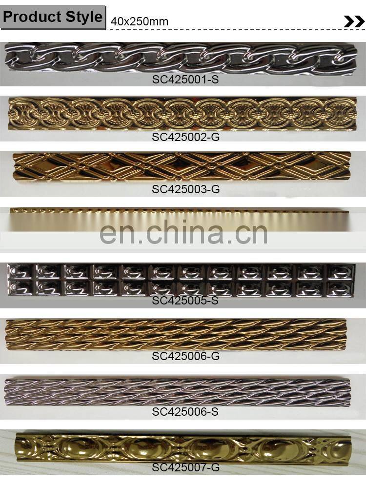 Polished gold ceramic tile border 40x250mm