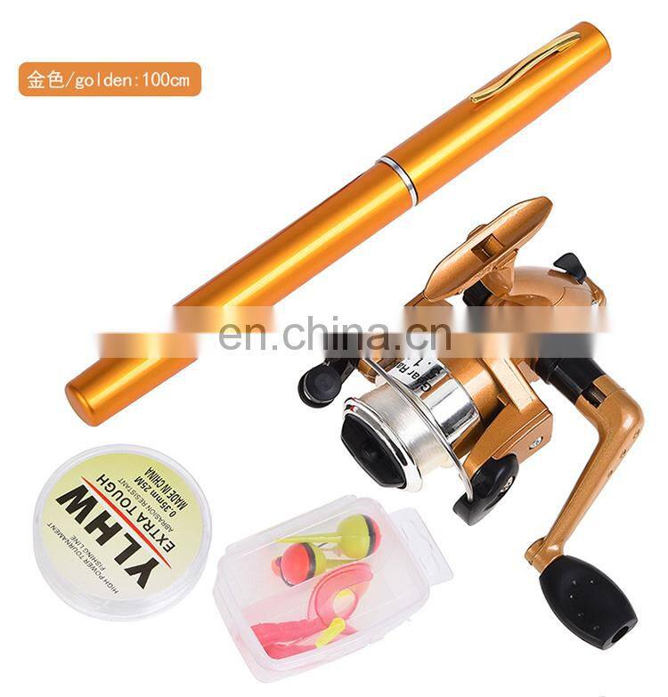 Fishing Rod Reel Combo Set Mini Telescopic Portable Pocket Pen Fishing Rod Pole + Aluminum Alloy Reel + Lures Baits + Jig Hooks