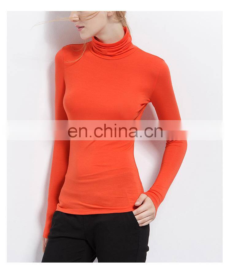 62/5000 Wholesale Custom-made Large Women's autumn long-sleeved t-shirt women's solid color Turtleneck Modert jacket autumn