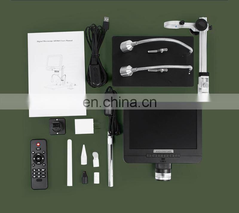 Andonstar AD206S 50X 2MP Industrial Digital Microscope with USB Endoscope Dual-Lens Display 7" Screen