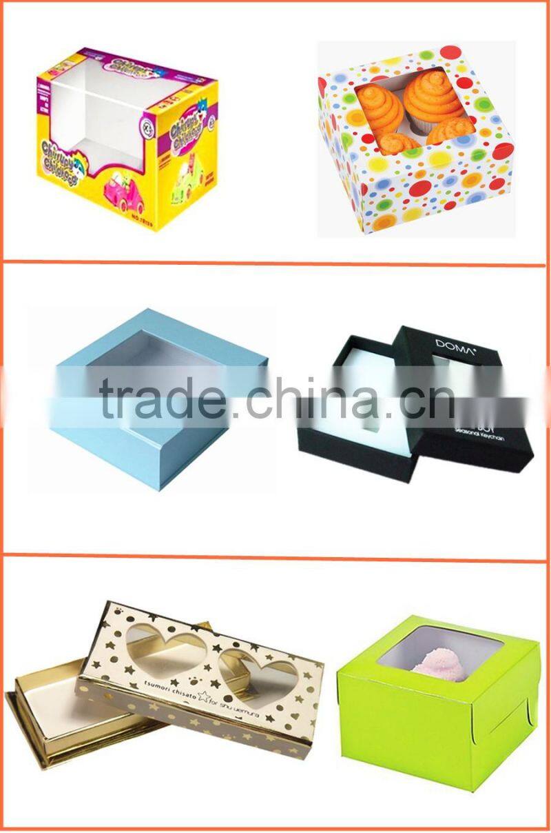 Custom paper box with clear window, paper gift box with clear pvc window in Guangdong