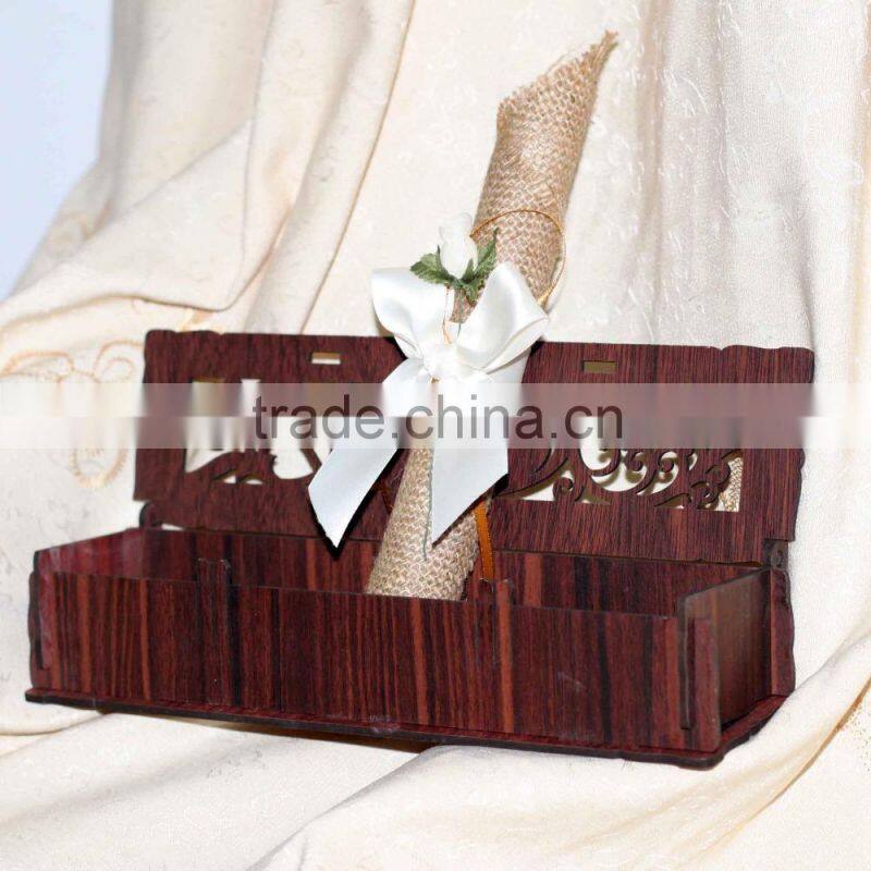 2016 Hot Sale Creative Ideal Laser Cut Wooden Box Vintage Wedding Invitation