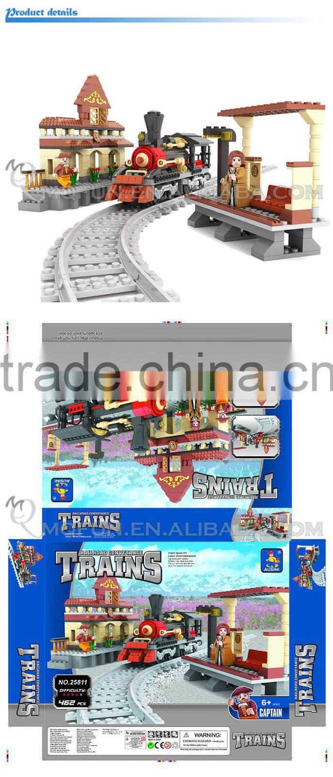 Mini Qute DIY intellect train rail track Transport vehicle action figure plastic building block model educational toy NO.25811