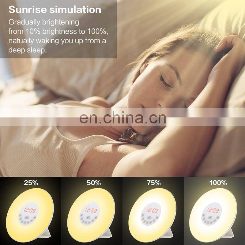 LED Gradual Sunrise Sunset FM Radio Alarm Clock Wake Up Light