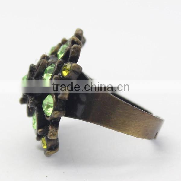 antique artificial crystal ring,stainless steel ring