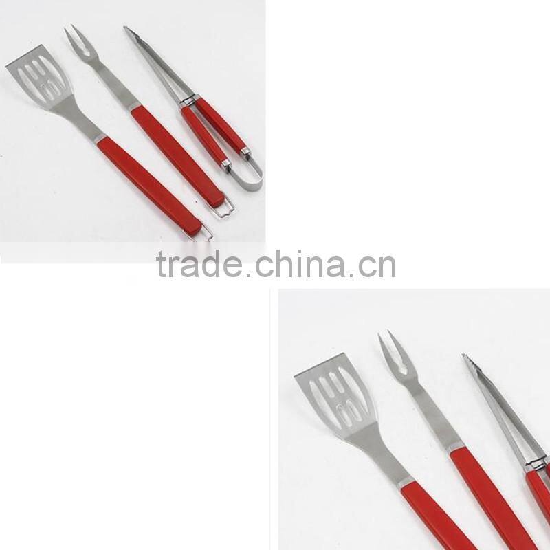 hot sale classic stainless steel 3 piece bbq tool set/bbq fork tong spatula