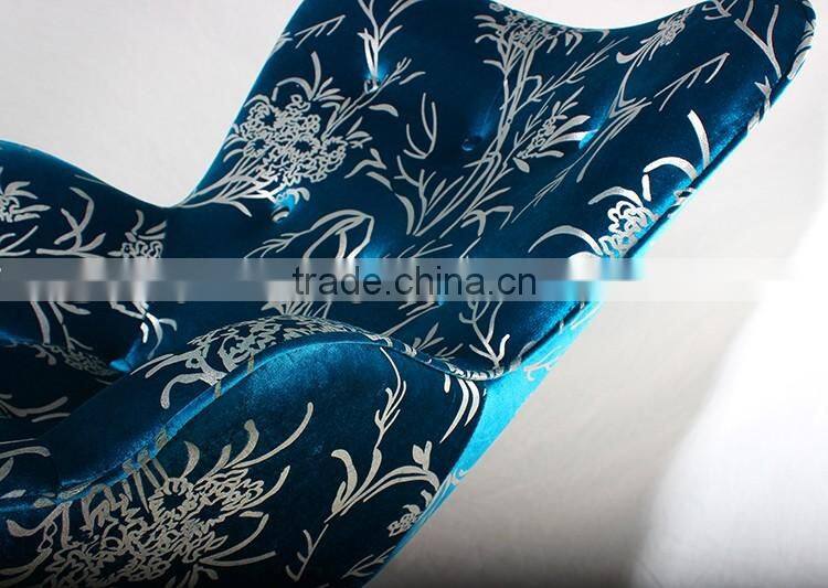 bule fancy living room chair with embroidery