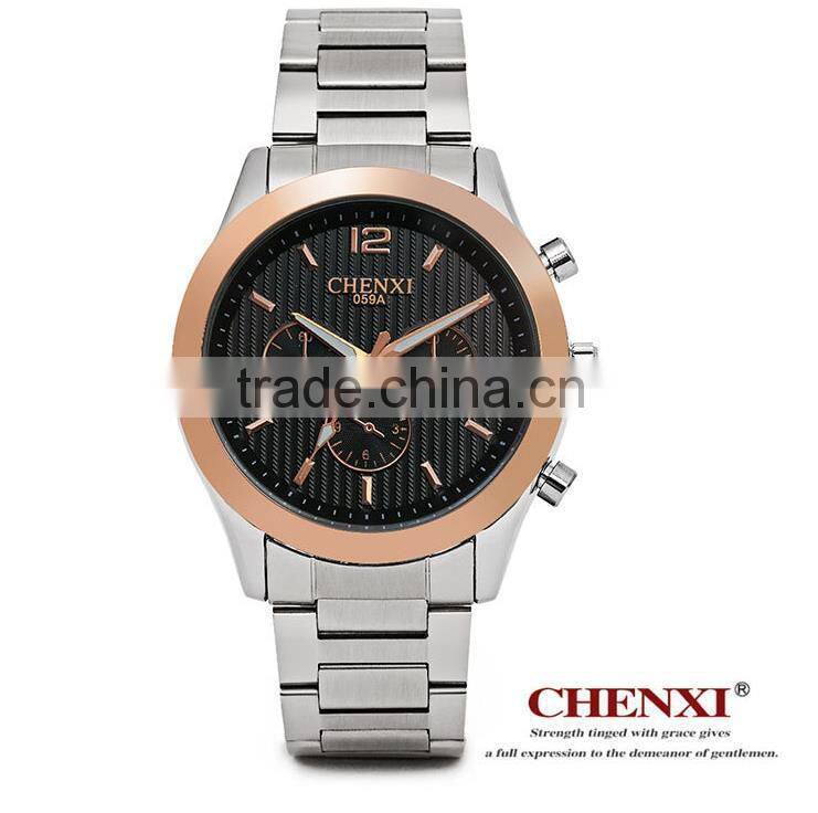 Wholesale wrist watch stainless steel chain black color wrist watch japan movt wrist watch