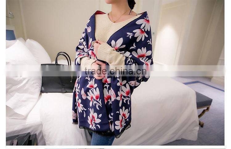 Latest Design Floral Printed Cashmere Pashmina Shawl Nepal