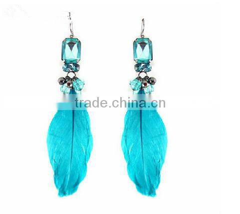 Blue feather famous brand jewelry drop vintage design christmas statement earrings for women wedding topshop bijou Items