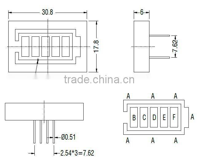 Super bright NEWSHINE Green 5 Segment LED Array FND Display