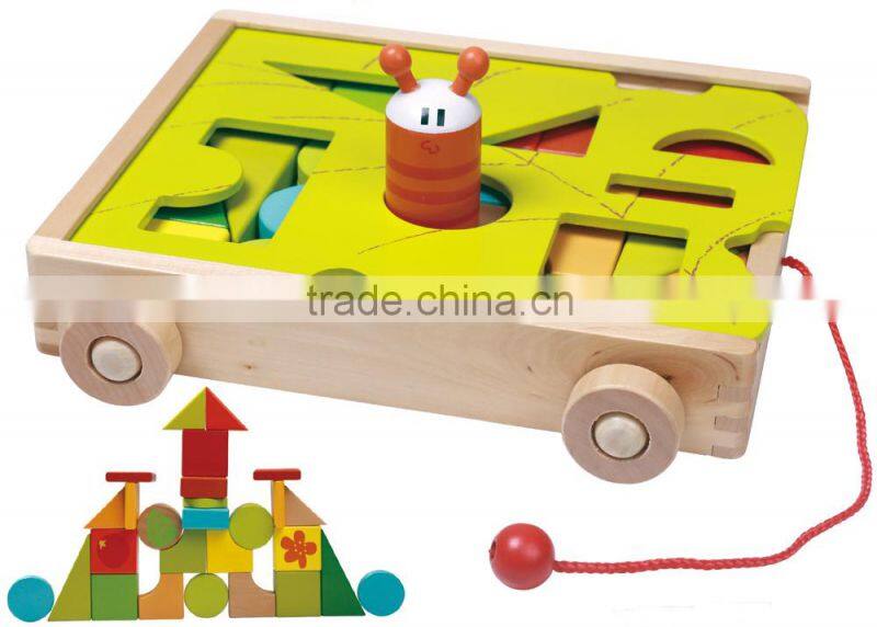 Top Bright Teaching EN71 and ASTM leaves block wagon educational wooden toys sensory folds high toys manufactured in Wenzhou