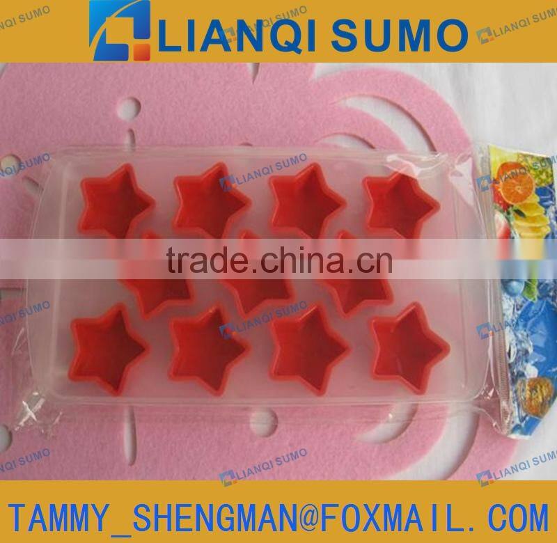 FDA Food Grade TPR+PP Ice Cubes Tray , ice cubes mould , double color star-shaped
