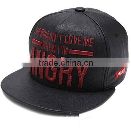 PU Embroidery Snapback Cap Hip-hop Hat Adjustable
