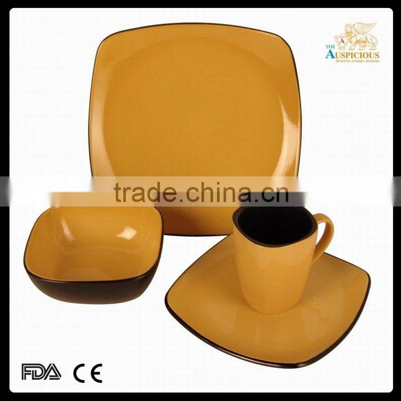 16pcs square glazed stoneware dinner set