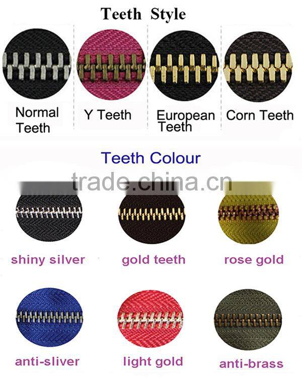 Factory supply fancy rose gold metal zipper